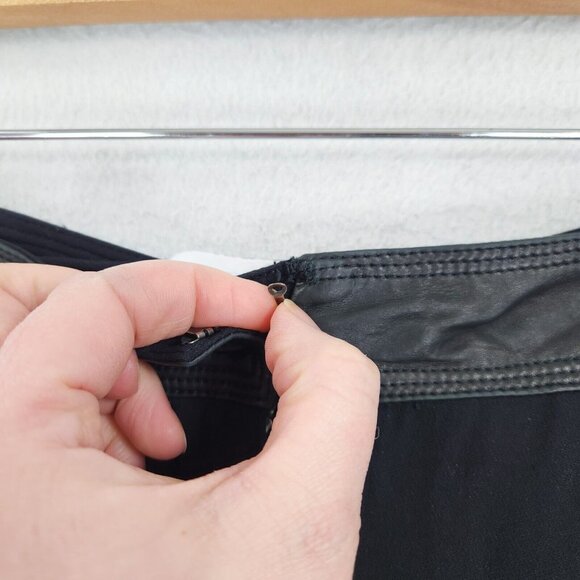 Alexander Wang Pants Womens 6 Black High Rise Pleated Silk Lined Leather Trim - Picture 5 of 16